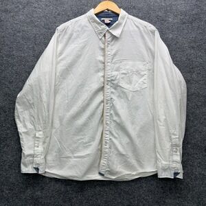 Carbon2Cobalt Button Shirt Mens L White Long Sleeve Denim Trim Casual